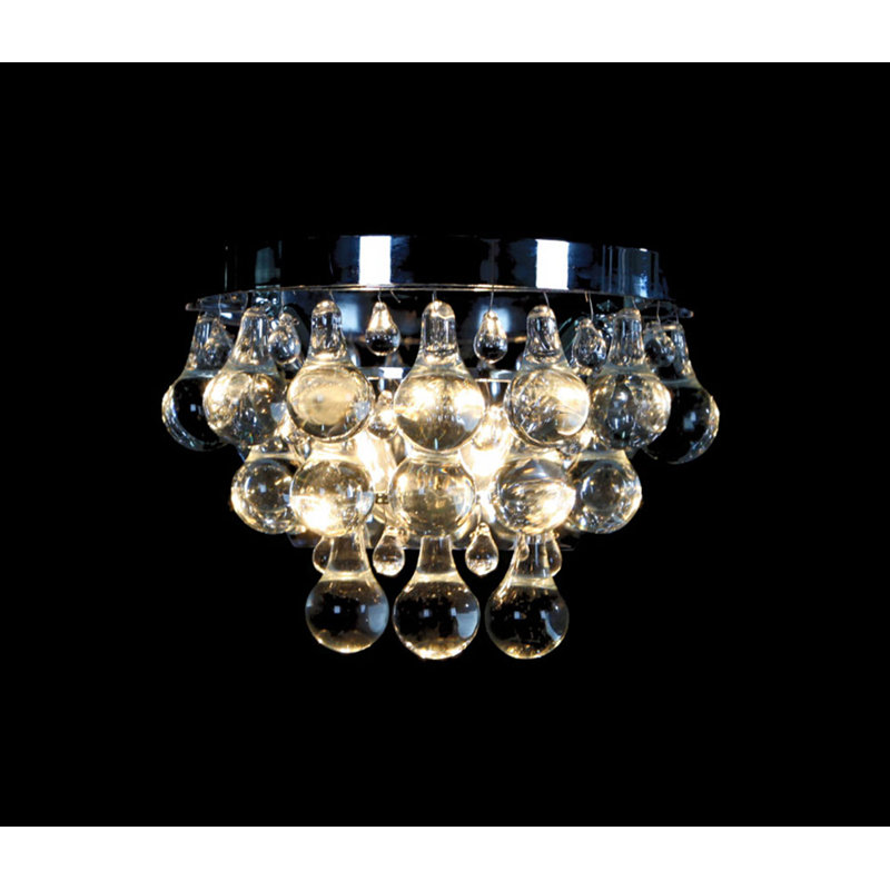 2-Light Chrome Metal Wall Sconce With Clear Crystals