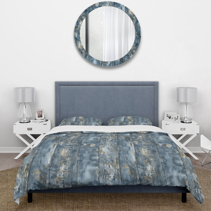 Ensemble de housse de couette bleu-gris patiné II, Housse de couette très grand + 2 taies décorativ