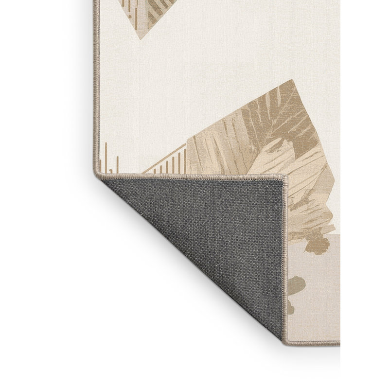 Tapis beige doux et moelleux à motif géométrique minimaliste Scott Mint, Carré 4 pi