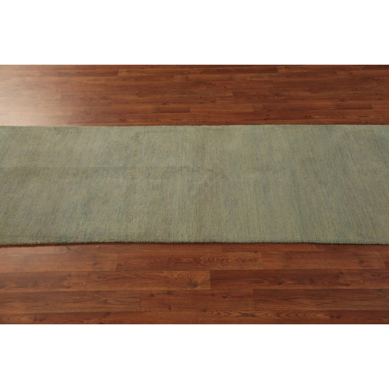 Tapis de couloir vert moderne Gabbeh 3 x 10