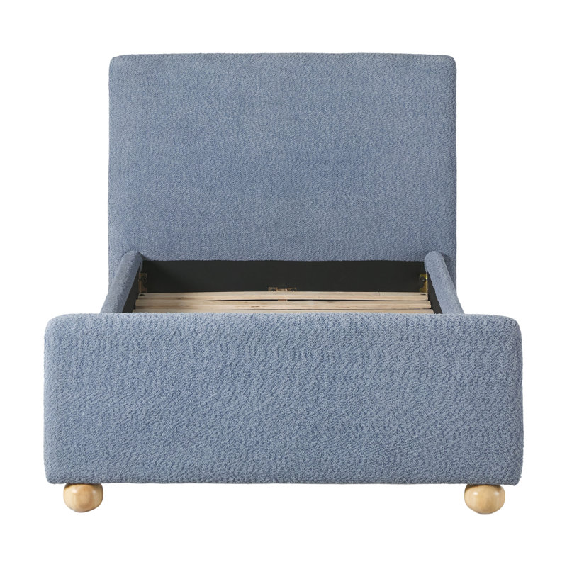 Structure de lit simple moderne pour enfants avec pieds ronds, Blue