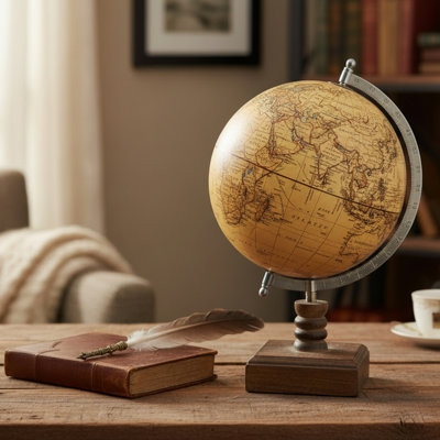 Haight 8" Decorative Brown Globe With Stand
