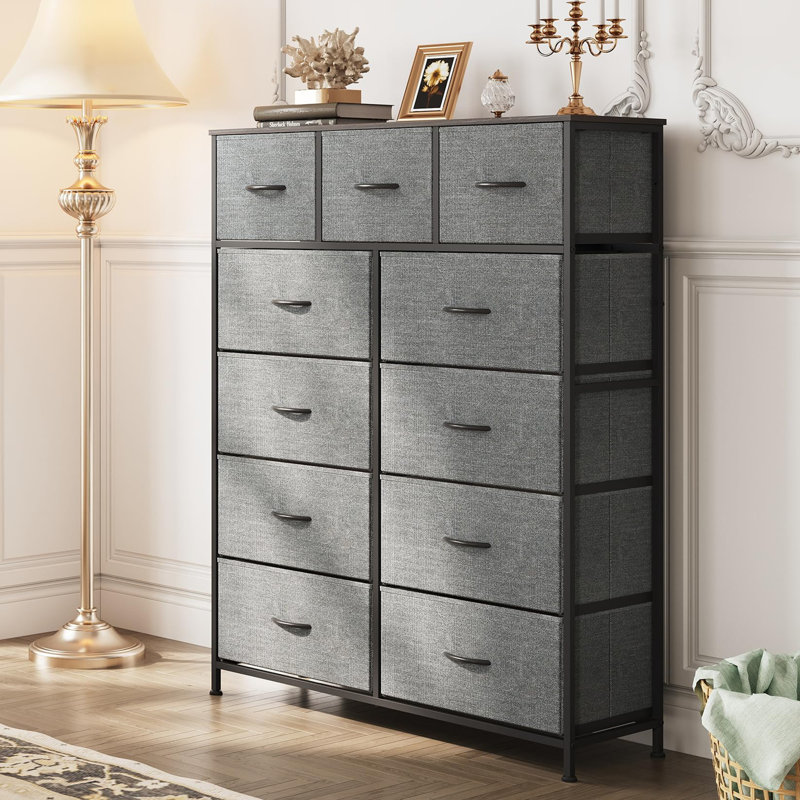 Commode 11 tiroirs xinyan, Gris foncé