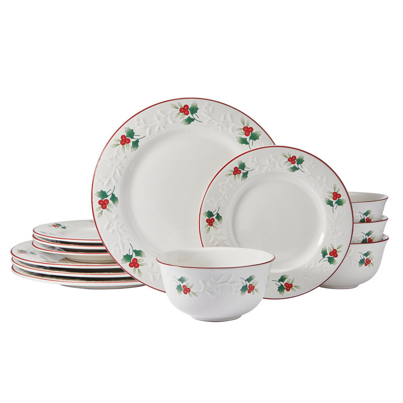 Service de table 12 pièces Pfaltzgraff Winterberry Charm, service pour 4 