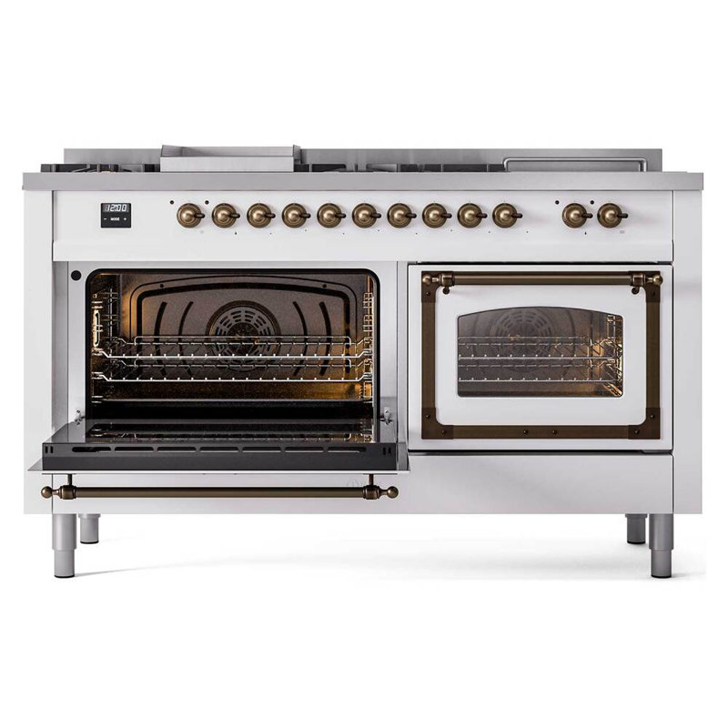ILVE Nostalgie II Noblesse 60 inch Dual Fuel Range  (7 Sealed Burners + Griddle + French Top, Triple Glass Door, RAL)