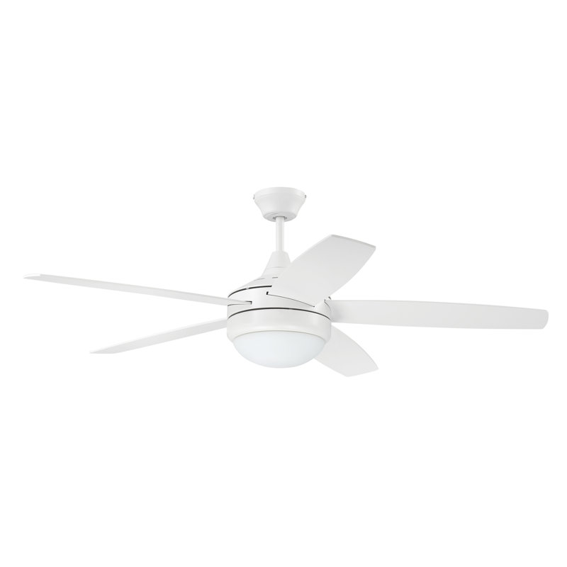 Ventilateur de plafond 52 po avec lumières DEL et contrôle mural Phaze II, Blanc / Blanc