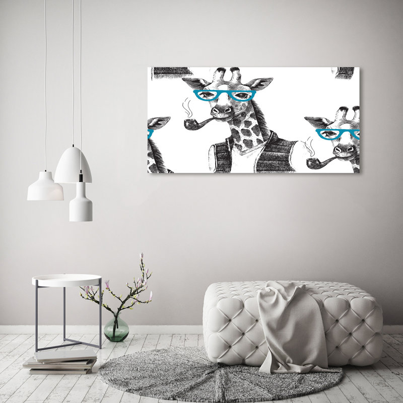 Giraffe With Glasses - Wrapped Canvas Print