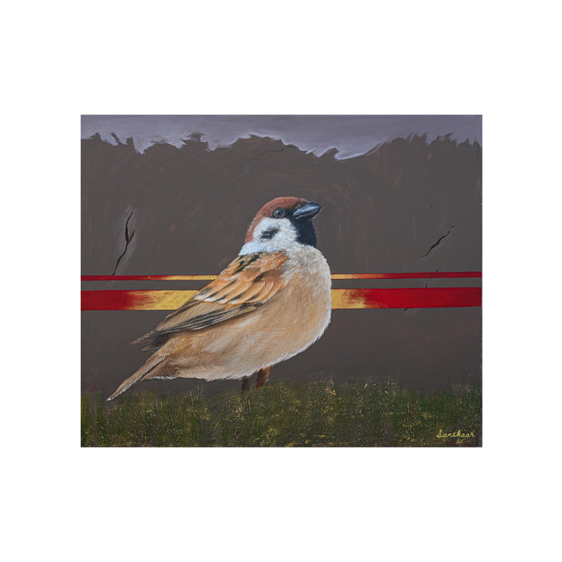 Le dernier moineau | Huile et acrylique sur toile | Par Sanskaar Singh