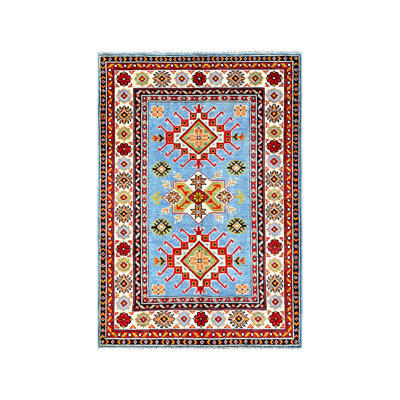 Tapis oriental bleu en laine noué à la main 3 pi 4 po x 4 pi 10 po - MOA102344