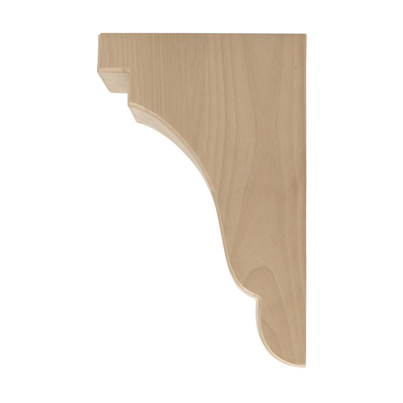 14" Unfinished Alder Traditional Plain Wood Corbel