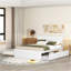Structure de lit double moderne avec lit gigogne simple et 2 tiroirs-106845163