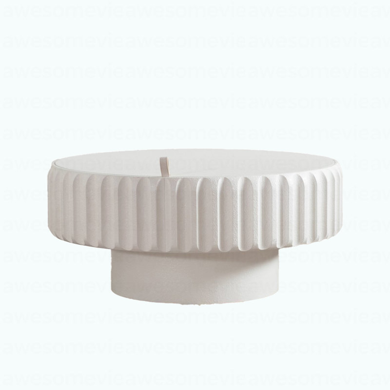 Round White Fluted Coffee Table: Lift-Top Storage Design, Sleek Texture, Perfect For Modern Living