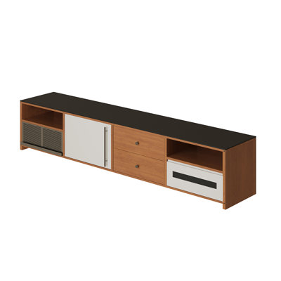 Meuble télé de style vintage en bois naturel couleur bûche, 78,74 po