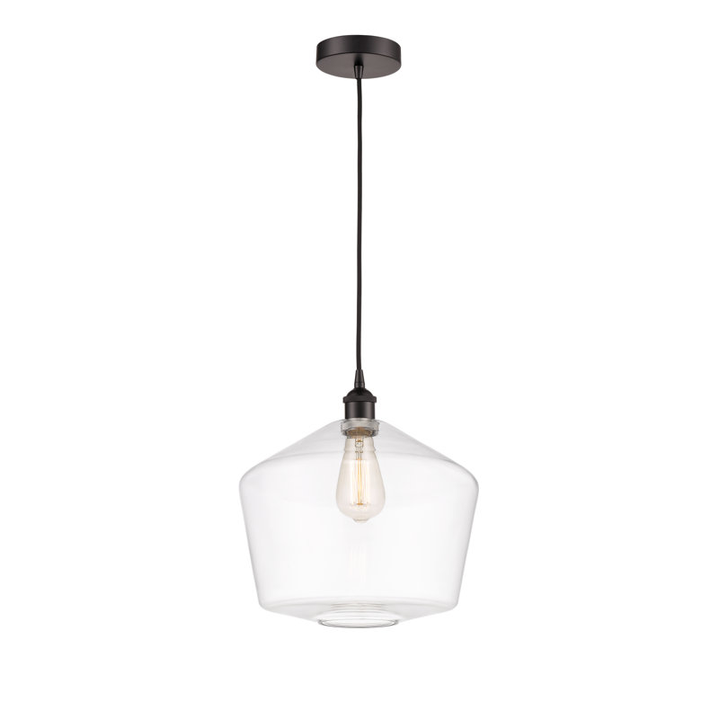 Luminaire suspendu 1 lumière Gabbie, Transparent, Bronze huilé