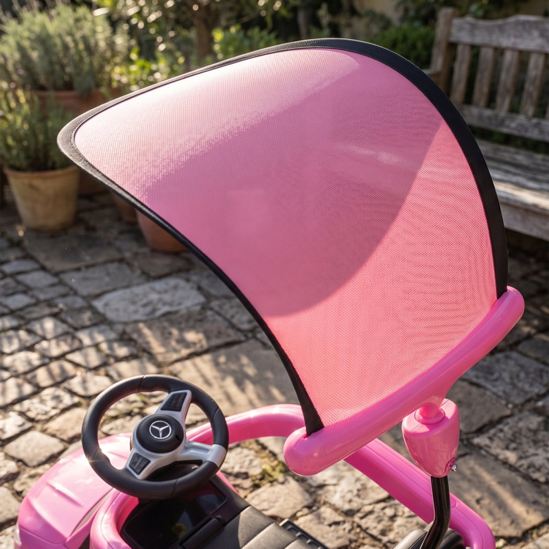 HOMCOM 4 in 1 Licensed Mercedes-Benz Ride on Push Car with Canopy, Pink