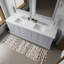 Meuble-lavabo double gris foncé 84 po X P 22 po D, plateau en marbre de Carrare et Miroirs