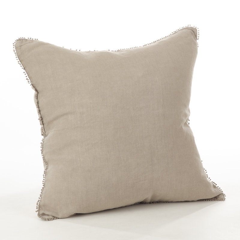 Garter Linen Down Throw Pillow, Natural