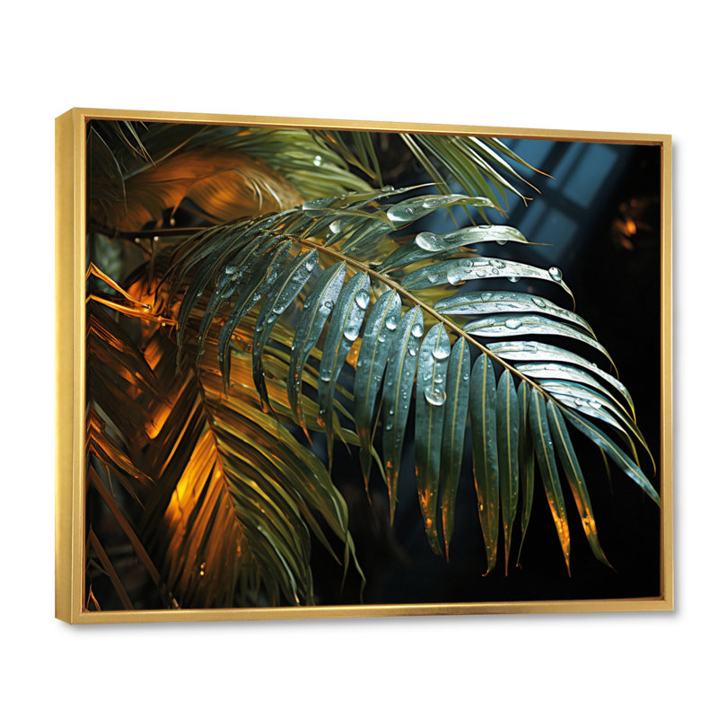 «Corto Beach Tropical Paradise I», reproduction sur toile, H 24 po x l 32 po x P 1 po, Cadre flottant doré