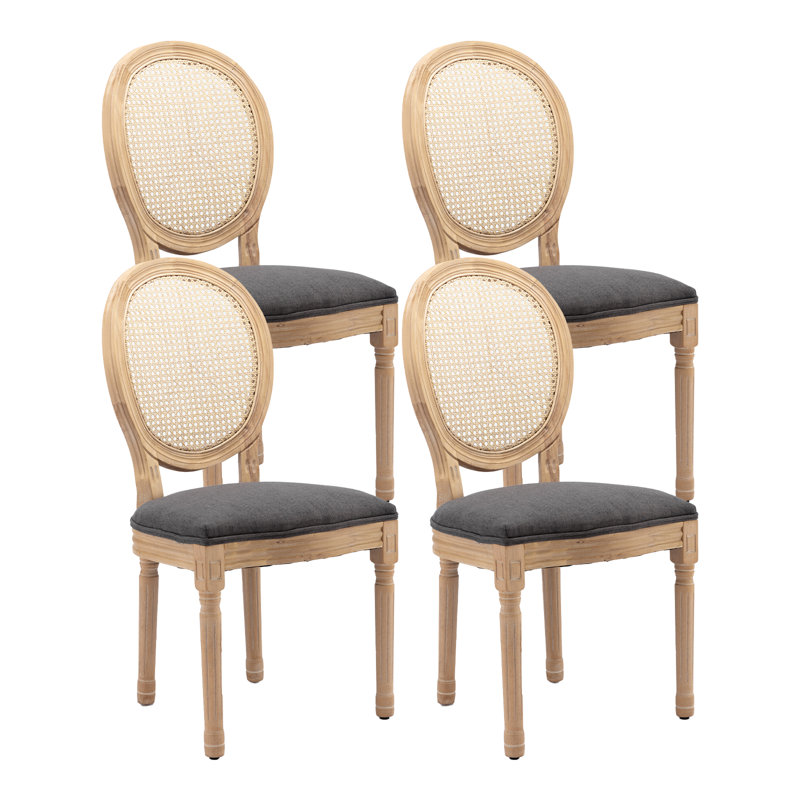 Ensemble de 2 chaises d'appoint ovales en rotin de style campagnard Farmwood, 4, Gris