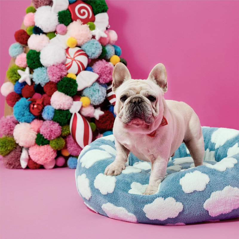 Lit pour chien Lesure Donut, M (H 8 po x l 30 po x P 30 po), Nuage bleu clair