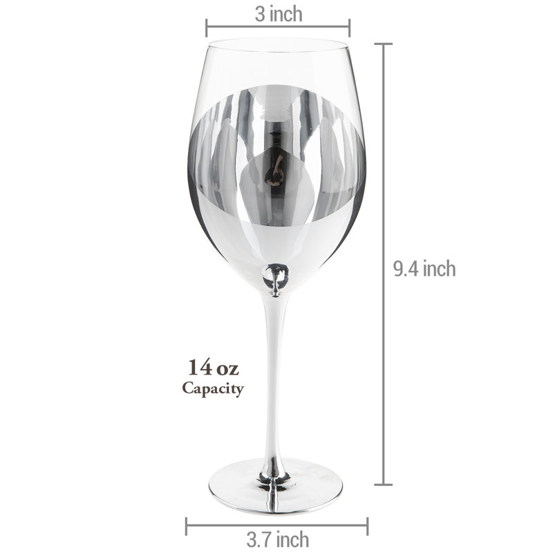Quayla 4 pièces 14 oz. Verre à vin rouge, Argent argent