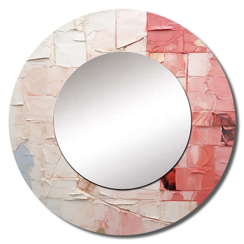 Minimalisme, poteries roses II - miroir mural rond à spirales abstraites_MTMIR107307, 23 po x 23 po