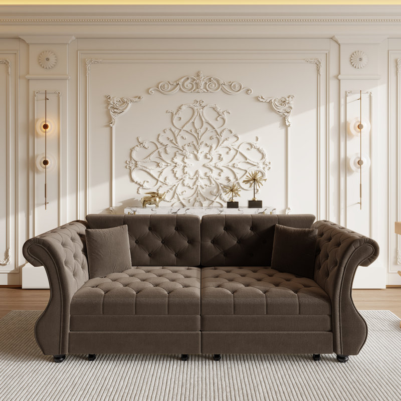 Canapé-lit Chesterfield surdimensionné de 83,8 po, Noir