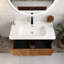 Meuble-lavabo flottant mural 36 po avec lavabo en céramique blanche