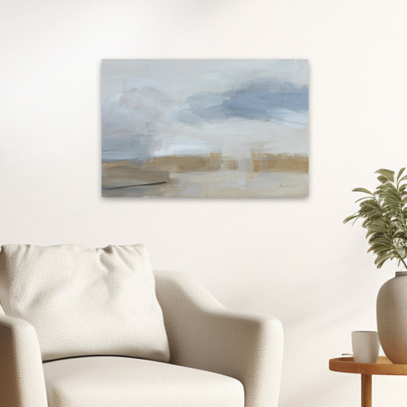 Tempête de sable - abstrait beige bleu brun, H 24 po x l 16 po