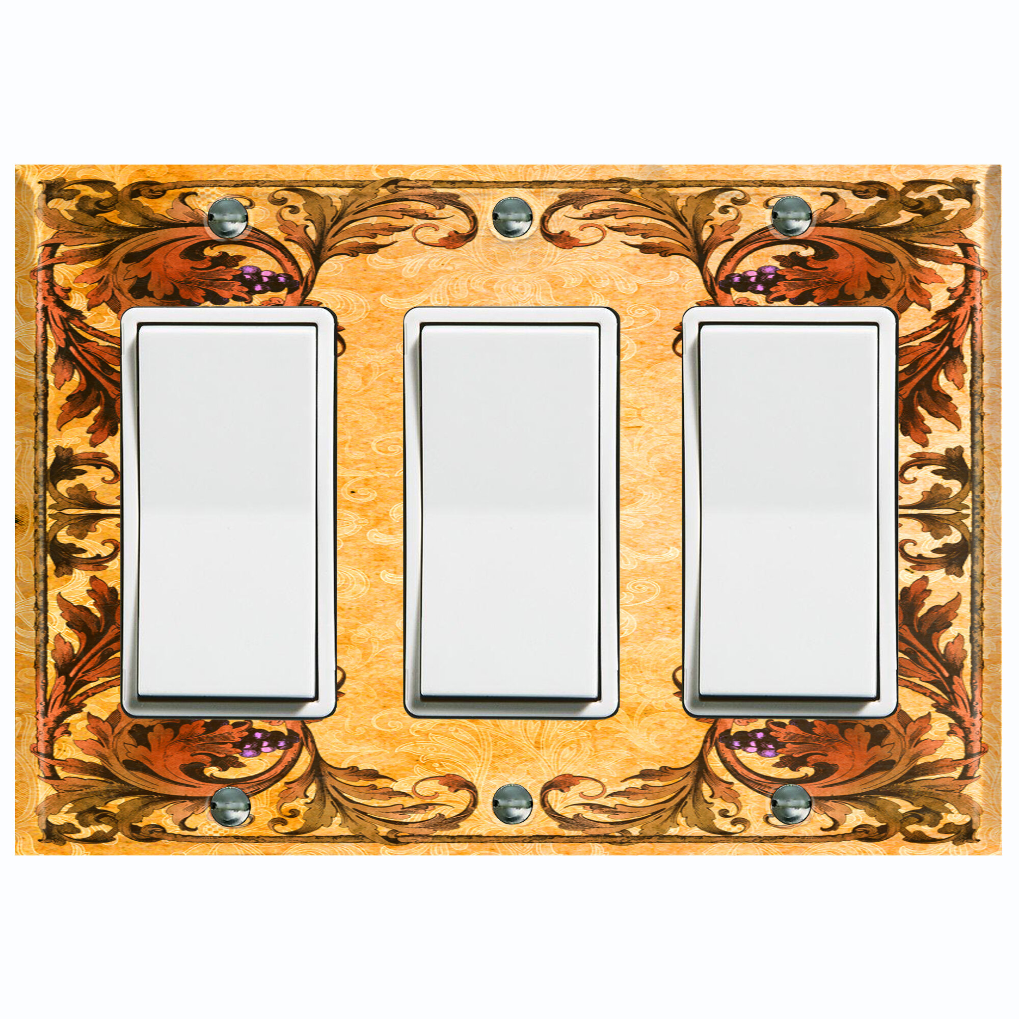 WorldAcc Elegant Flower Plant Frame 3-Gang Rocker Wall Plate | Wayfair