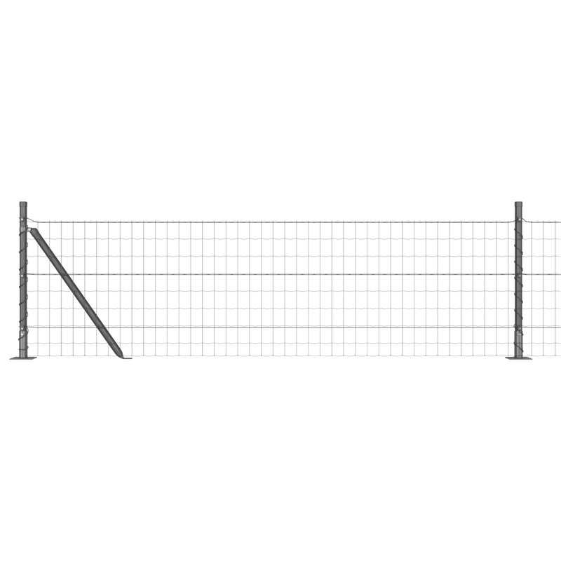 Euro Fence With 7 Posts Galvanised Steel, 60cm H x 1000cm W, Grey