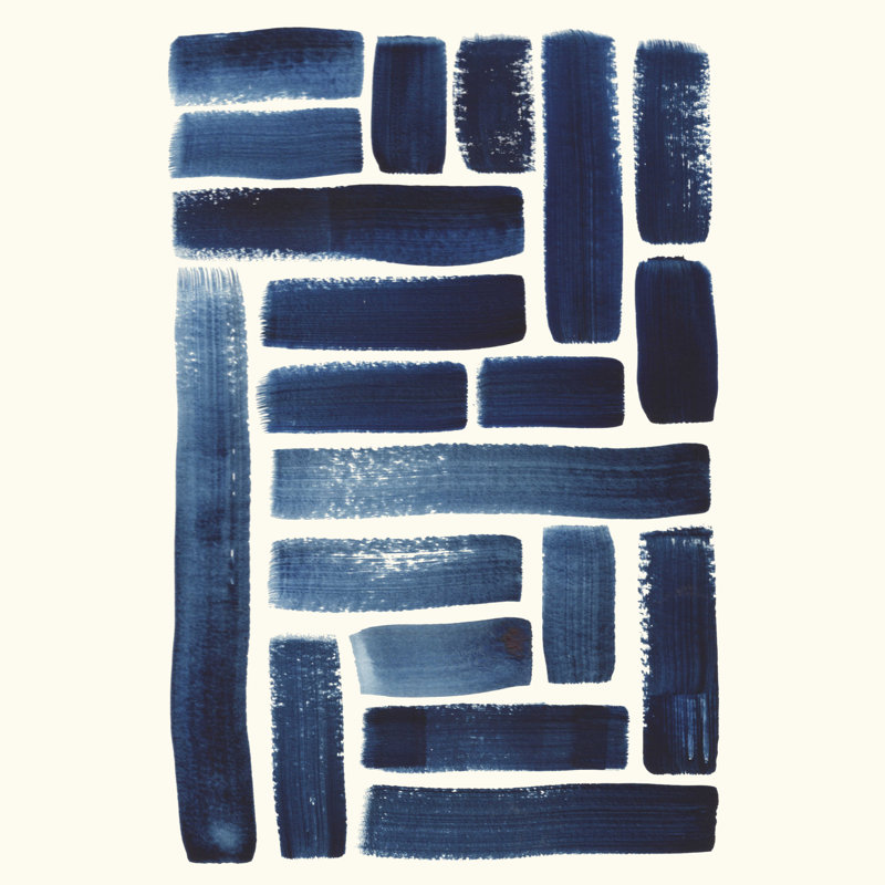 «Dhaval Pauline Stanley Blue Strokes», reproduction d'art sur toile tendue, H 20 po x l 20 po x P 1,25 po