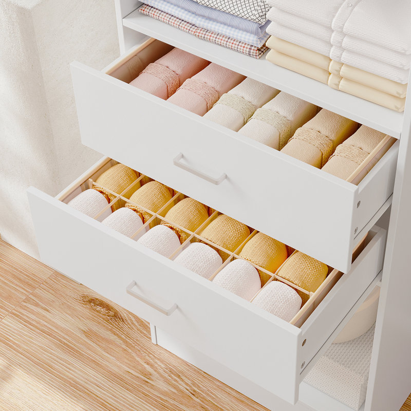 Système de rangement pour garde-robe 79 po, armoire avec compartiments de rangement, tiroirs et zone de suspension 79 po