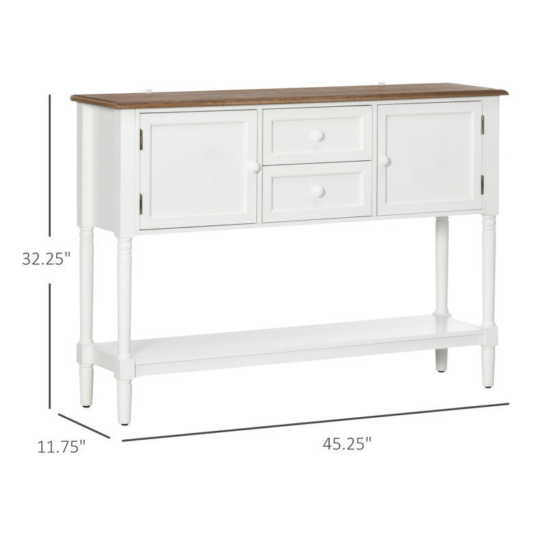Console blanche pour salon, chambre à coucher, couloir - avec grande capacité de tiroirs, meubles multifonctionnels