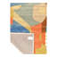 Tapis orange / jaune / bleu en coton / laine abstrait touffeté à la main 7 pi 9 po x 9 pi 9 po Abstract