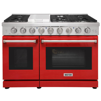 KOSTCH 48" Gas Range with 6 Burners & 1 Griddle Cooktop, Double 4.6 & 2.2 cu. ft. Oven