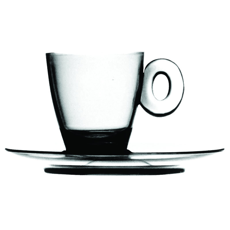 Tasse à espresso en polycarbonate avec soucoupe - 12 pièces, Clair