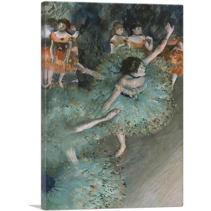 «Swaying Dancer In Green 1879» par Edgar Degas - peinture sur toile tendue, H 26 po x l 18 po x P 0,75 po