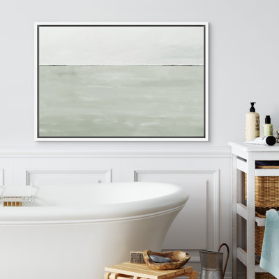 Watercolor Pastel Light Green Simple Minimalist Home Decor - Framed Canvas Print Wall Art Work