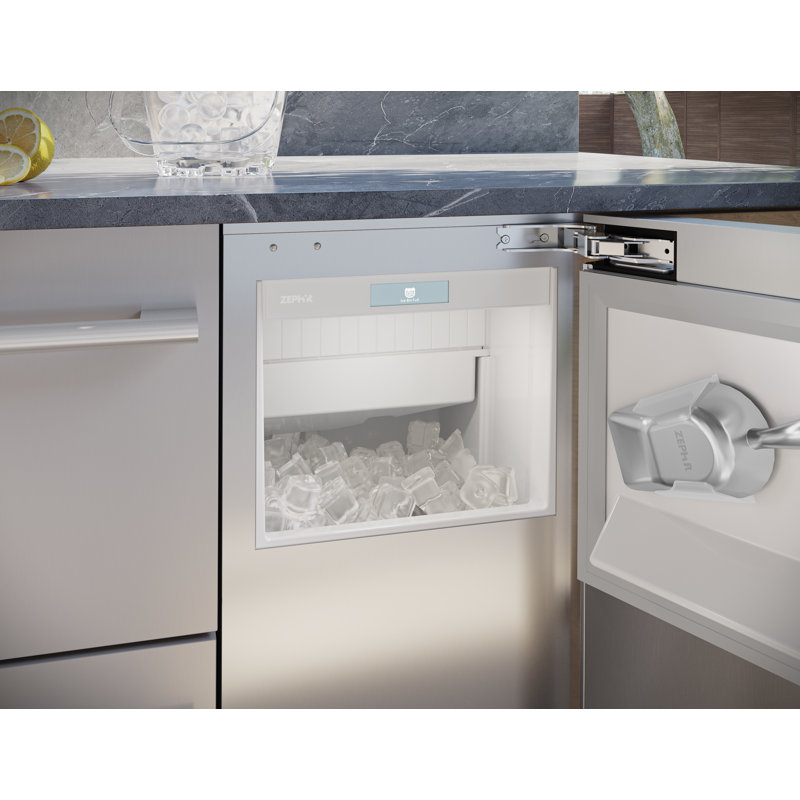 15" Outdoor/Indoor Presrv 80 lb. Daily Production Top Hat Built-In Stainless Steel Gourmet Clear Ice Machine Left Hinge