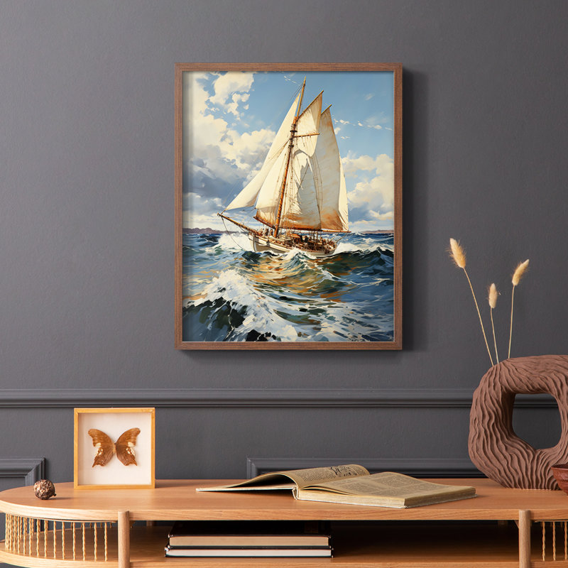 NAUTICAL Series CECLV - Impression encadrée de qualité supérieure - Prêt à accrocher - Aucun clou requis, Noyer