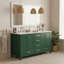 Meuble-lavabo 60 po, meuble-lavabo avec cadre en bois massif, comptoir autoportant avec 2 lavabos vert-126233200-126233201