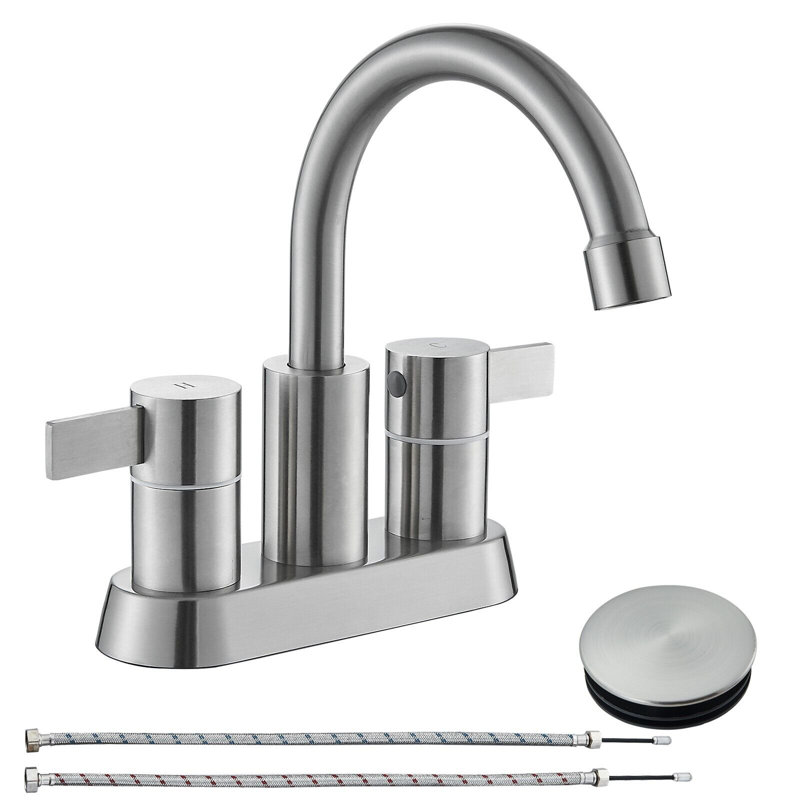 Robinet pour salle de bain à 2 poignées avec ensemble de bonde centrales