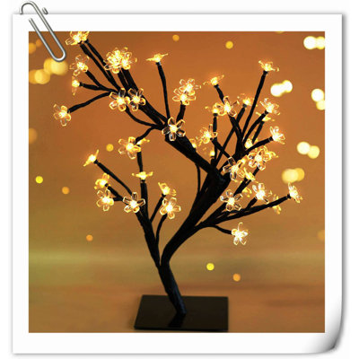 18" Battery Operated LED Cherry Blossom Tree Ezariyah (6Hr Timer) - Bonsai Lighted Tree - Lighted Cherry Blossom Tree Light Tabletop LED Tree Lamp - Home Decor Artificial Plants Light