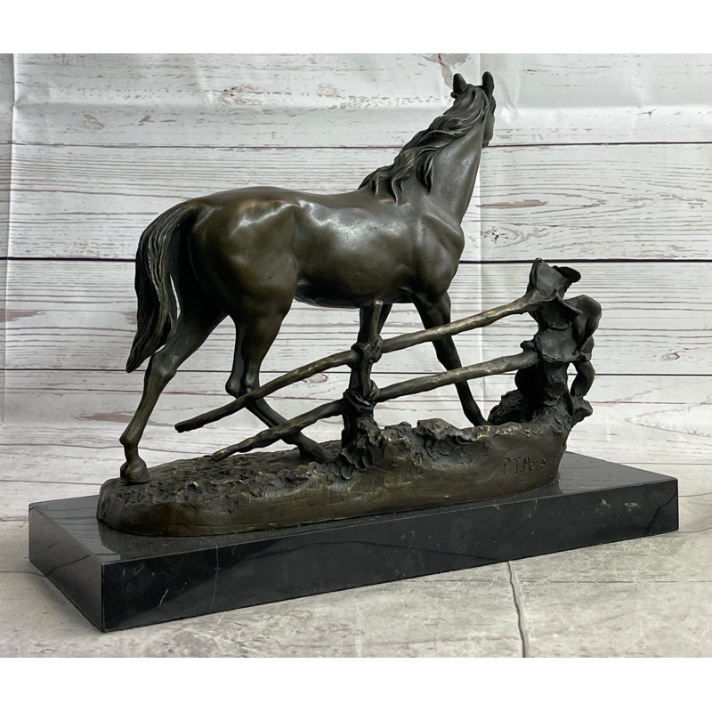 Sculpture trotteuse Thoroughbread en bronze fabriquée à la main par Lost Wax Method Decor