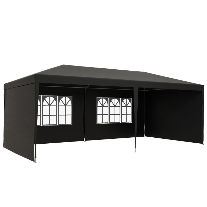Bahattin 2.95m x 5.83m Metal Party Tent, Dark Grey