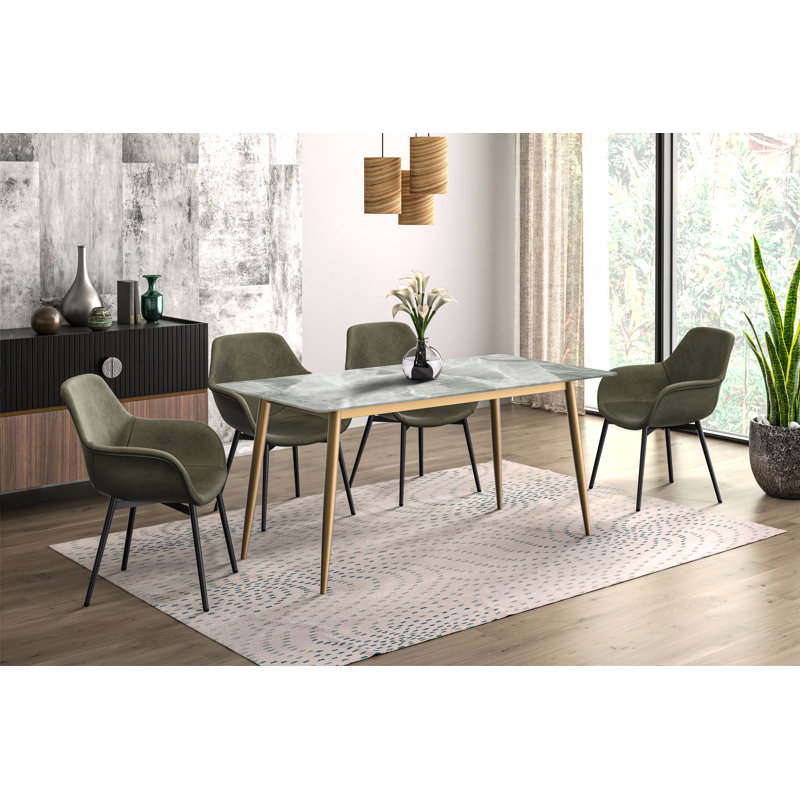 Kyley Metal Base Dining Table, 29.9"H x 55.11"L x 31.5"W, Light Gray