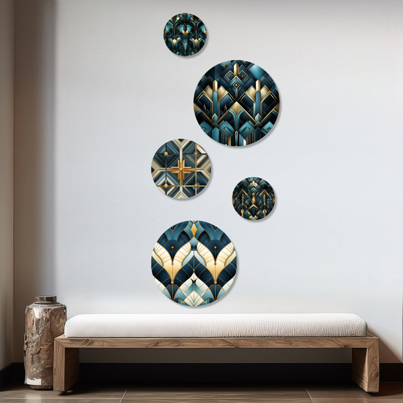 Watchet - damas bohémien, ensemble d'art mural rond de 5