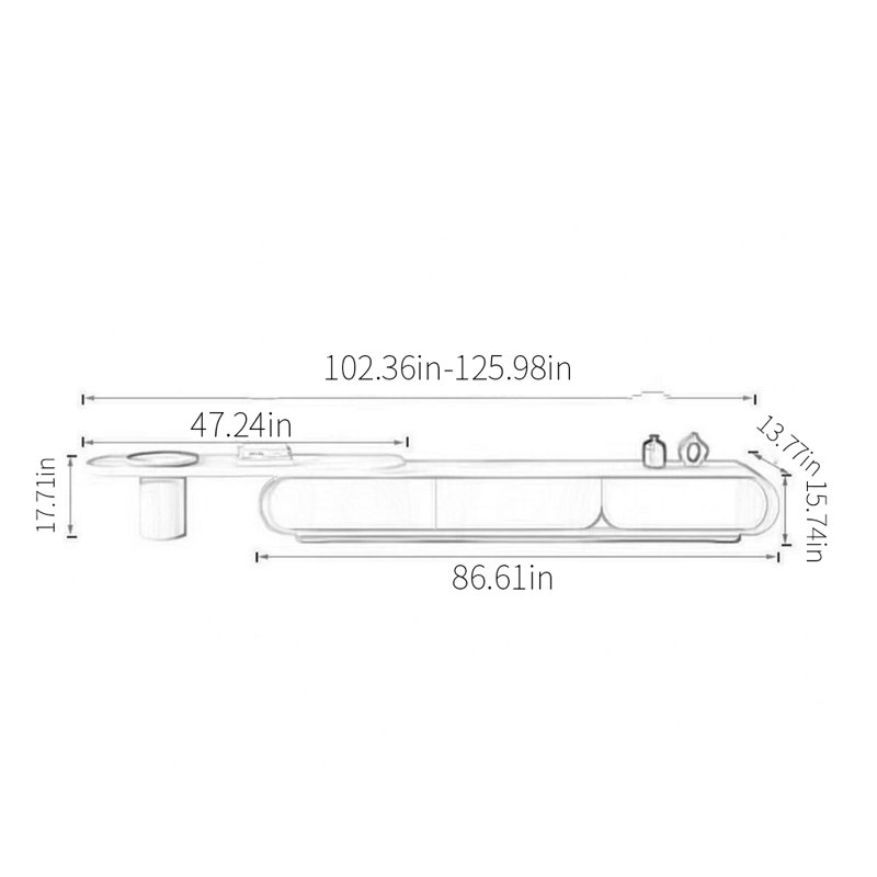 Meuble télé haut de gamme réglable de style français crème, H 17,71 po x L 102,36 po x l 13,77 po