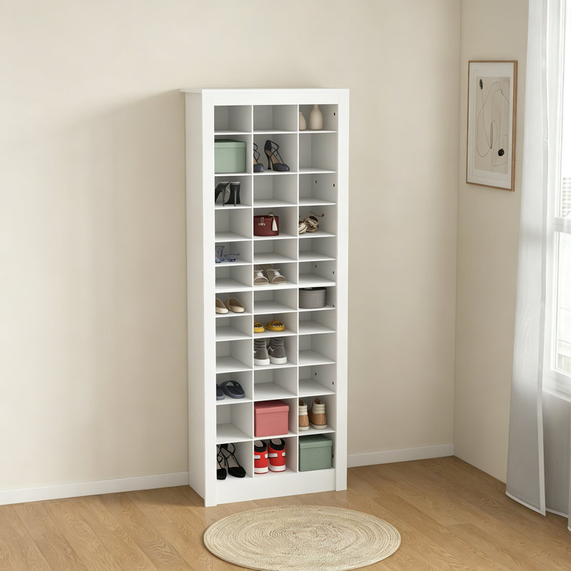 71" Tall Shoe Rack Storage Organizer, Narrow Shoe Cabinet For Entryway With Open Cubes For 36 Pairs